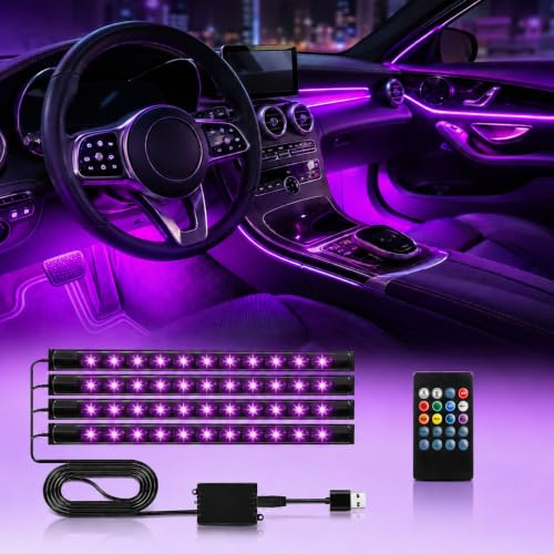 Eclairage intérieur LED pour Voiture,RGB Bande Lumineuse LED pour Voiture,8 Couleurs éclairage activé par Le Son la Musique pour.