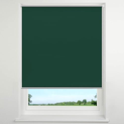 Verdunklungsrollo Ohne Bohren 40 x 140 cm Blickdicht Sichtschutz Klemmrollo Tür Fenster Rollo inkl Montagematerial für Fenster und Türen, Dunkelgrün