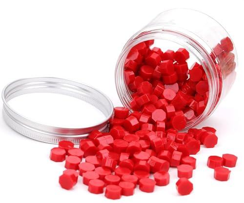 ieron 200 Pieces Octagon Sealing Wax Beads Sticks Sealing Wax Beads for Wax Stamp Sealing, Ideal for Sealing Letters, Envelopes, Wedding Invitations, Snail Mails(Red)