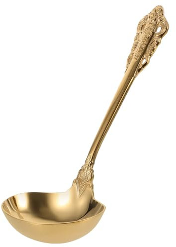 MAGICLULU Mestolo Da Cucina Acciaio Inossidabile Color Oro Utensile Per Zuppa Ergonomico e Resistente Per Servire e Cucina