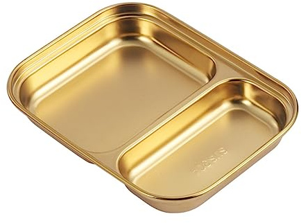 Zerodeko Assiette Compartimentée Plateau-repas Solide Deux Grilles en Acier Inoxydable 304 Design Pratique pour Garçon et Filles et Banquets pour Différents Aliments