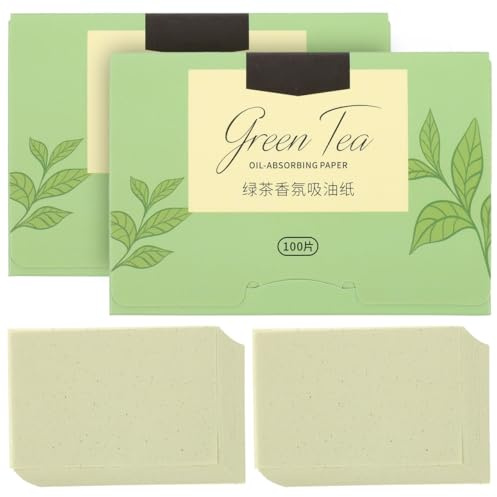 Ipetboom 200Pcs Facial Oil Absorbing Sheets Green Tea Scented Blotting Papers for Oily Skin Control Portable Makeup Oil Control Tissues 3.9X2.8 Inch