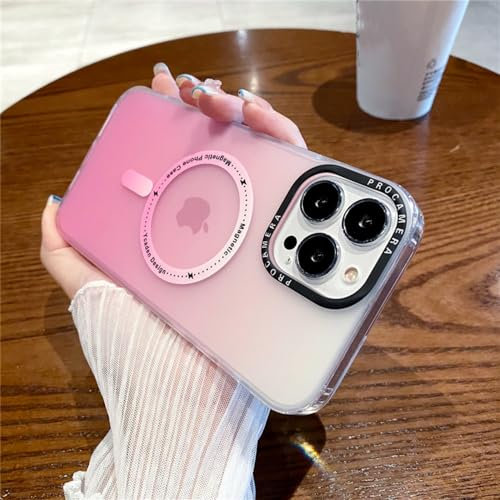 YOGISU Custodia per telefono trasparente opaca sfumata per iPhone 14 13 11 12 Pro Max Mini 14 Plus Custodia rigida antiurto per paraurti, rosa, per iPhone 13 Mini