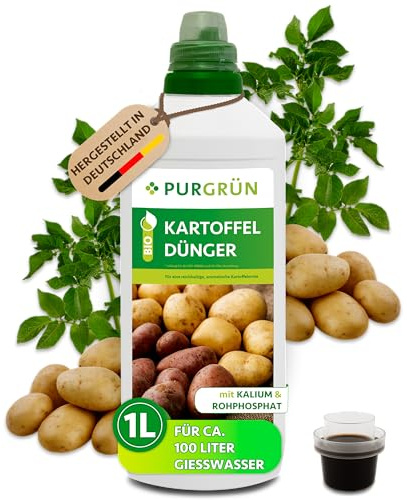 Purgrün® Bio-Kartoffeldünger 1 Liter – Hoher Ertrag dank extra Phosphor – Verbesserte Widerstandskraft dank extra Kalium – Bio & Vegan – Premium-Flüssigdünger – Konzentrat für 100 Liter Wasser