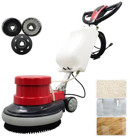 HayWHNKN Floor Polisher Commercial Floor Scrubber Buffer Carpet Buffer Scrubber 17 Heavy Duty Polisher Machine 154RPM Multifunctional Carpet Cleaner with 3Gal Water Tank 110V