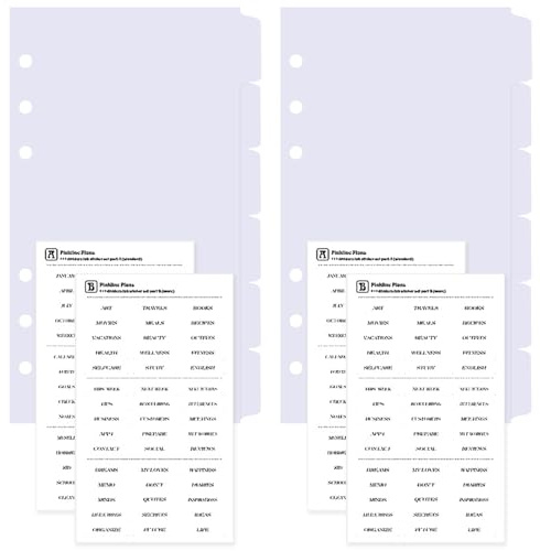DY.2ten 12 Fogli Bianco Divisori Raccoglitori ad Anelli A6,6 Fori Plastica Divisorio Pagina Indice Tab,per A6 Quaderni ad Anelli, per Scuola o Ufficio(17cm x 9.4cm)