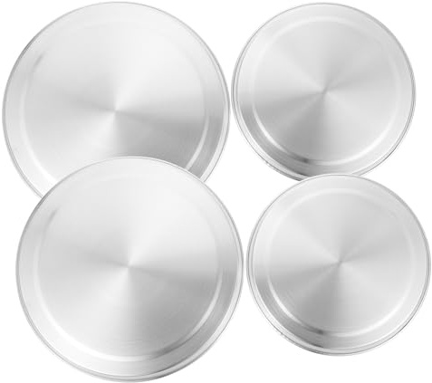 LABRIMP Acier Inoxydable Couvercles de Plaque de Cuisson Pratique et Facile à Nettoyer, Lot de 4, Argenté, pour Maison et Hôtel