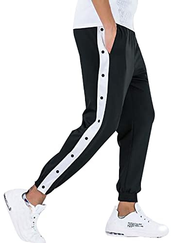 Pantaloni da jogging da donna, pantaloni da riabilitazione da donna, ad apertura laterale unisex, pantaloni sportivi elastici con abbottonatura laterale, pantaloni lunghi baggy da allenamento, tuta