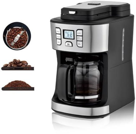 Macchina per caffè Espresso Completamente Automatica, Macchina per caffè macinato con Funzione di Mantenimento in Caldo, erogazione del caffè Programmata 24 Ore su 24, capacità 1,8 Litri