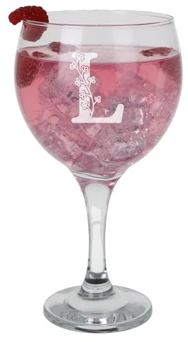 L Personalised Monogram Initial Etched Gin Goblet Glass Engraved Name Gin Glass Birthday Gift for Her or Him Custom Name Gift for Her or Him Personalised Initial Engraved Large Gin Glass 645ml