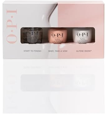 OPI Nail Lacquer French Manicure Kit Gift Set - Including Start To Finish, a 3-in-1 Base Coat, Top Coat & Nail Strengthener, Alpine Snow® & Baby, Take A Vow - 3 x 15ml