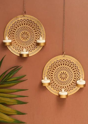 IMTRA FASHION Tealight Candle Holder Pack of 4 Home Décor Metal Wall Mounted T-Light Holders for Diwali Decoration