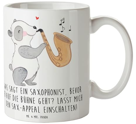 Mr. & Mrs. Panda Tasse Magischer Saxophon-Charme - Geschenk, Auftritt, Teebecher, Blues, Geschenkideen, Klaviere, Kaffeetassen, Jazz, Bühne,