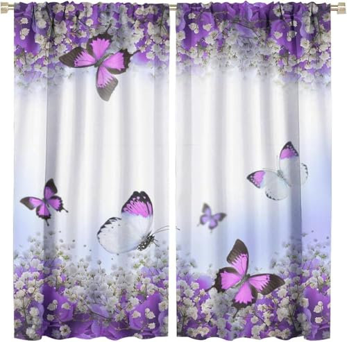 3D Schattierung Vorhänge - 150X166 cm (B + H) Blumentier Schmetterling Gardinenschal Vorhang Für Wohnzimmer Schlafzimmer Schlaufenschal Isolierung Lärmminderung Mädchen Raumdekoration - Vor-192455172