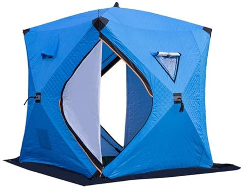 Eisfischerzelt Tragbares Eisangelzelt, 2 x 2 x 2,1 Meter, Winter-Outdoor-Angeln, wasserdicht, Winddicht, Winter-Camping-Unterstand Tunnelzelte(Blue)