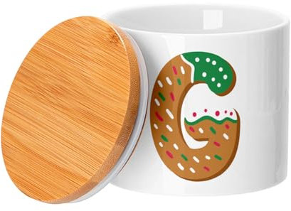 Keramiktopf mit Deckel Bambus - G Gael Gabrielle Vorname Weihnachten Kinder - 473 ml - Topf