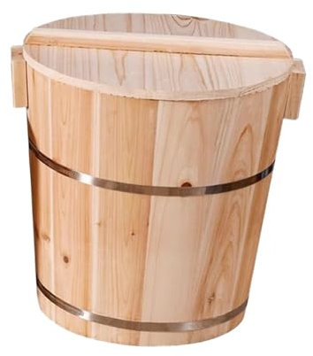 F Fityle Vaporera de arroz de Madera, Olla arrocera Reutilizable con Tapa Desmontable, Recipiente versátil para almacenar arroz, balde de arroz para Platos de, Medio