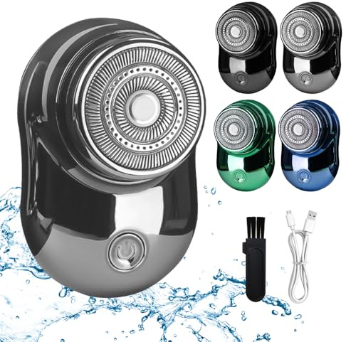 2025 Neu Rasierer Herren Elektrisch, Mini IPX7 Wasserdicht Elektrischer Rasierer Herren, Elektrorasierer Herren 2 in 1 Kabellos Rotationsrasierer für Gesicht Nass und Trockenrasierer (Silber)