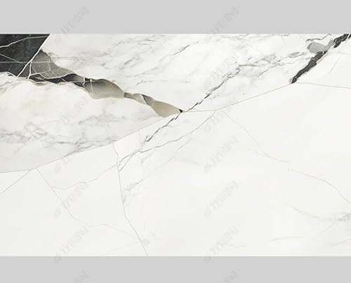 MZOwallpaper Papier Peint Intissé Marbrage Blanc Poster Tableaux Muraux Tapisserie Photo Trompe L'Oeil Salon Chambre Art Mural 400Cm(L) X280Cm(H)
