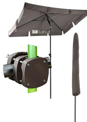 4smile Sonnenschirm Balkon SunnyShade - Sonnenschutz Balkon 3-in-1 SET, Taupe - UPF 50+ Sonnenschirm rechteckig 200 x 125 cm + Sonnenschirmhalter Balkongeländer SunnyBoy + Sonnenschirmhülle