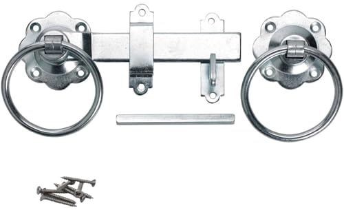 Epsom Door Handle 6 Inch Ring Gate Latch Heavy Duty 4mm Steel with 70mm Rose Zinc Plated BZP Finish Traditional Gate Latch for Wooden Gates Garden Fences and Sheds