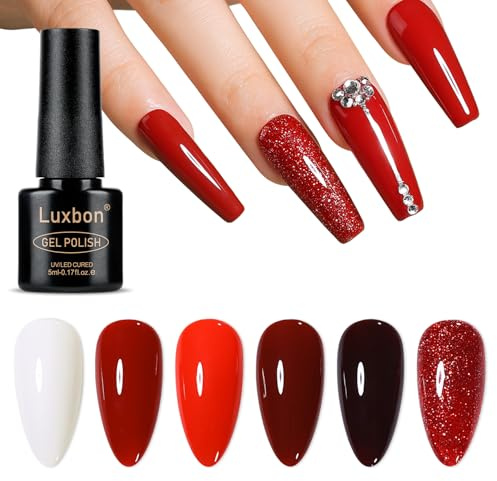 Luxbon 6 st gelnagellack - vinterfärguppsättning långtidsverkande gelnagellack, uv-led Soak Off Nail Art Designs Manikyr Kit 036