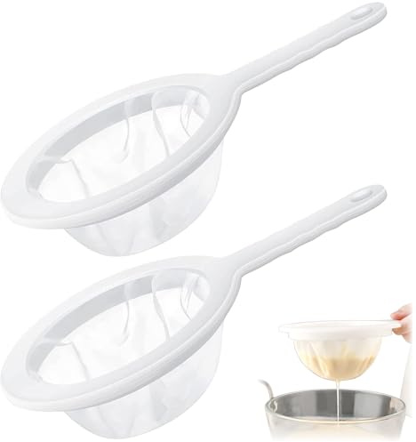 Sieb Fein, 2 Stück SiebKunststoffsieb Für Kefir Filter,Sieb Passiersieb,Extra Fein Nylonmaschen FeinesSieb,Haarsieb Küche,KefirSieb,Plastiksieb Kefir für Saft, Milch, Kaffee