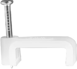 YDHSIKK Clip per Cavi con Chiodi, Fermacavi e Fili in plastica con Chiodi in Acciaio Quadrati Bianchi, Diverse Misure, Confezione da 100(Square 14MM)