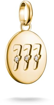 THOMAS SABO Charm Club Connect Charm-Anhänger Engelzahl mit Steinen 18k Vergoldung Recyceltes 925 Silber