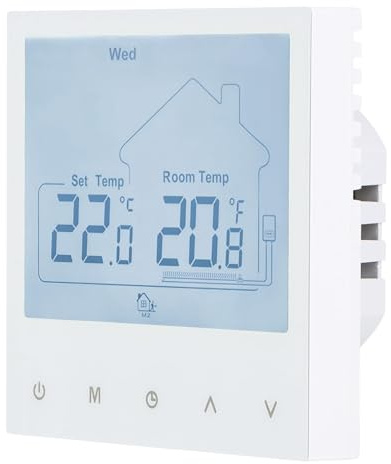 Wengart Ambient termostat WG932, programmerbar varje vecka, med pekknapp, utgång 230 V 30A, lämplig för elektriska värmesystem, med extern sond 3 m