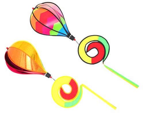Levemolo 2pièces Décoration Jardin Wind Sock Montgolfière Colorée Moulin Rotatif Spiralé pour Extérieur Ornement Suspendu Facile à Installer