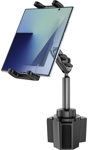 Dosvsi Z Fold Car Mount, [Sturdy Metal Arm] Cup Holder Folding Phone Mount, 360° Adjustable Tablet Phone Stand Truck CupHolder for Galaxy Z Fold 7 6 5 4 3 2, Pixel Fold, Galaxy Tab, 4-13 Device