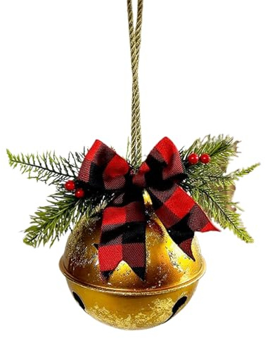 Tyinerc Cloches de Noël Géantes pour Extérieur,Décorations De Noël avec Nœud,Ornements en Métal à Clochette pour Le Jardin | pour Porche, Fêtes, Extérieur, Jardin, Cheminée et Fête en