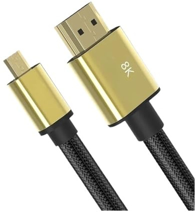 LOKLNEYK Cable Micro HDMI A HDMI 2.1 3D 8K/1080P, Compatible con GoPro Hero 7/6/5, Sony A6000/Nikon/Canon Y Otras Cámaras.(1m)