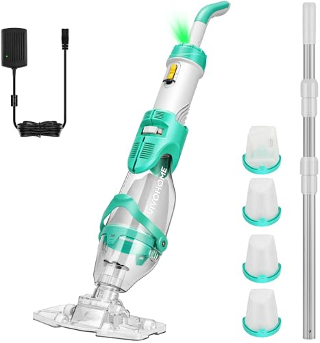 VIVOHOME Kabelloser Poolsauger mit 4 Feinfilter 75 Minuten Laufzeit | Pool Staubsauger mit 4300LPH Absaugung, Tragbarer Poolreiniger mit 250cm Verlängerungsstange, für Schwimmbecken Whirlpools