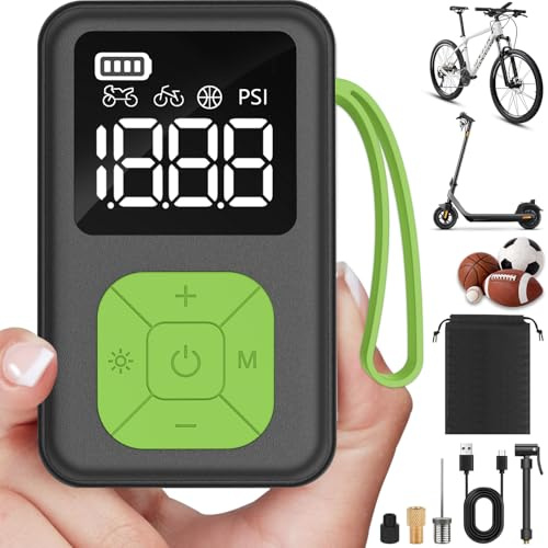 Mini Pompe à Vélo Électrique Portable, Gonfleur sans Fil 150 PSI, Arrêt Automatique, Manomètre & Lumière LED, Compatible Presta et Schrader pour VTT, Vélo de Route, Vélo Électrique et Ballons Sport