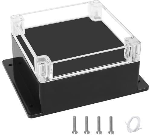 LeMotech IP65 Wasserdicht Anschlussdose, ABS Verteilerdose Aufputz, Elektronische Projektbox mit festem Ohr, Staubdicht Kabelgehäuse Außen, Abzweigdose Transparent Schwarz 160×160×90mm (1 Stück)