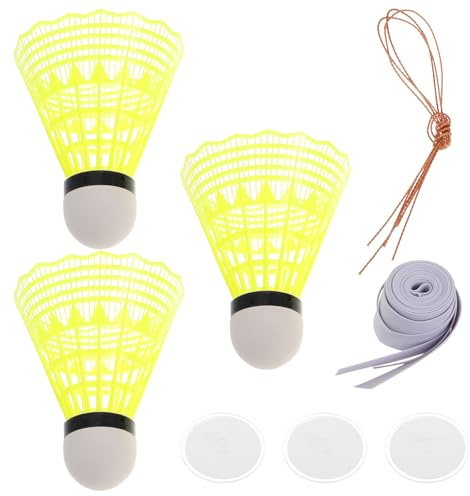 DOITOOL Rebound Badminton Shuttlecock Training Device with Elastic Rope Solo Practice Set 3pcs Non-luminous Shuttlecock for Indoor Single Player Training