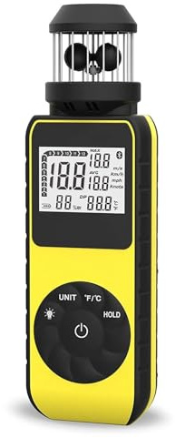 Anemometer, Handanemometer, Windmesserrichtung zur Messung von Windgeschwindigkeit, Temperatur mit LCD-Hintergrundbeleuchtung