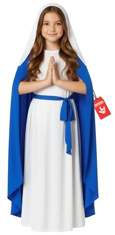 Morph Virgin Mary Costume for Kids, Mary Costume for Girls, Nativity Costumes for Kids, Christmas Costumes for Girls - Small