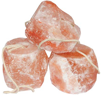Amka fuite pierres Himalaya Minéral Pierre à lécher, sel fuite Pierre minéral Pierre à lécher env. 2 jusqu'à 3 kg par pièce avec cordon de serrage Lot de 3