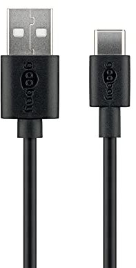 Goobay 59122 Cavo USB-C di Ricarica E Sincronizzazione, USB-A > USB-C, Nero, 2m Lunghezza del Cavo