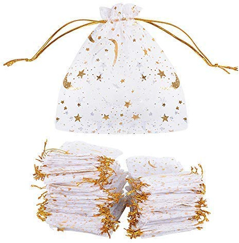 MEJOSER 100 x Organzasäckchen weiße Organzabeutel Säckchen Geschenkbeutel Säckli- 9x12cm(±1cm) für Hochzeit als Geschenkverpackung Gastgeschenk Beutel