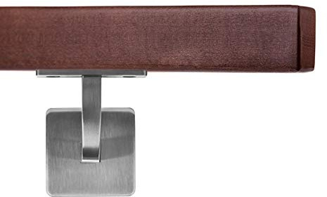 Handlauf Holzhandlauf VKT 42 x 42 mm Wandhandlauf Buche gebeitzt auf Wenge Halter eckig 200 cm 2 Halter