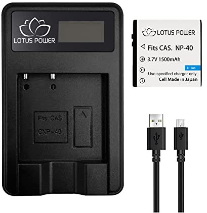 LOTUS POWER NP-40 Akku & Ladegerät, NP40 Einzelladegerät und Wiederaufladbare Batterie Kompatibel mit Casio Exilim EX-FC100 / AZ528 Astro Zoom/Sell HD 16MP Camcorder (1 Ladegerät & 1 Akku)