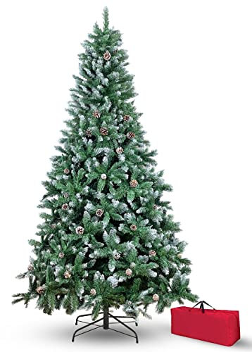 Brigros - Albero Di Natale Artificiale Effetto Realistico In Pvc Ignifugo, Albero Di Natale Folto Con Aghi Di Pino Spessi E Rami A Gancio, Con Borsa E Base In Metallo (Innevato, 120 cm)