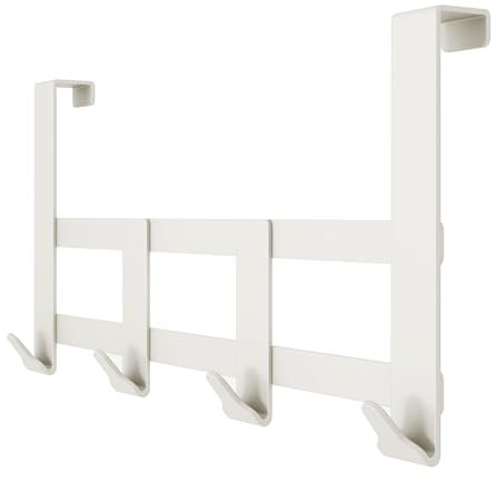 Menz Premium Türgarderobe zum Einhängen - Weiße Türhaken zum Einhängen aus Edelstahl, extrem belastbare Kleiderhaken Tür, hochwertige Türhakenleiste, universeller Handtuchhalter Tür