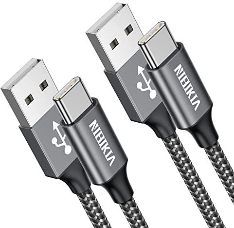 USB C Kabel [2Stück/ 1M+1M] Ladekabel USB C 3.1A Typ C Schnellladekabel, Nylon USB A auf USB C Ladekabel für Samsung Galaxy S23 S22 S21 S20 S10, A53 A52 A33 A34 A20e A14 A13 usw (Grau)