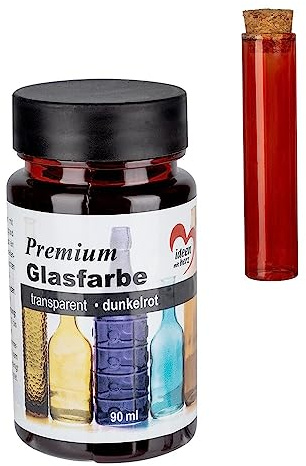 Ideen mit Herz Premium Glasfarbe | transparent | wasserfest | 90 ml (dunkelrot)