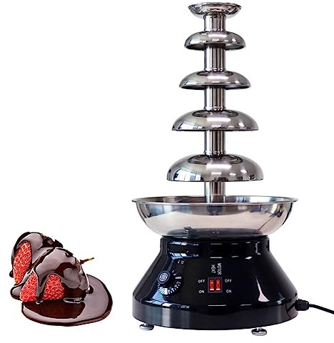 Máquina de fuente de chocolate, Máquina de cascada de chocolate de acero inoxidable de 7 niveles, 30 ~ 110 ℃ Fundidor de calentador comercial ajustable para fiesta, restaurante, boda, reunión black